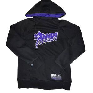 AND1 Basketball Pullover Hoodie Size Small Black Purple Athletic Hoodie
